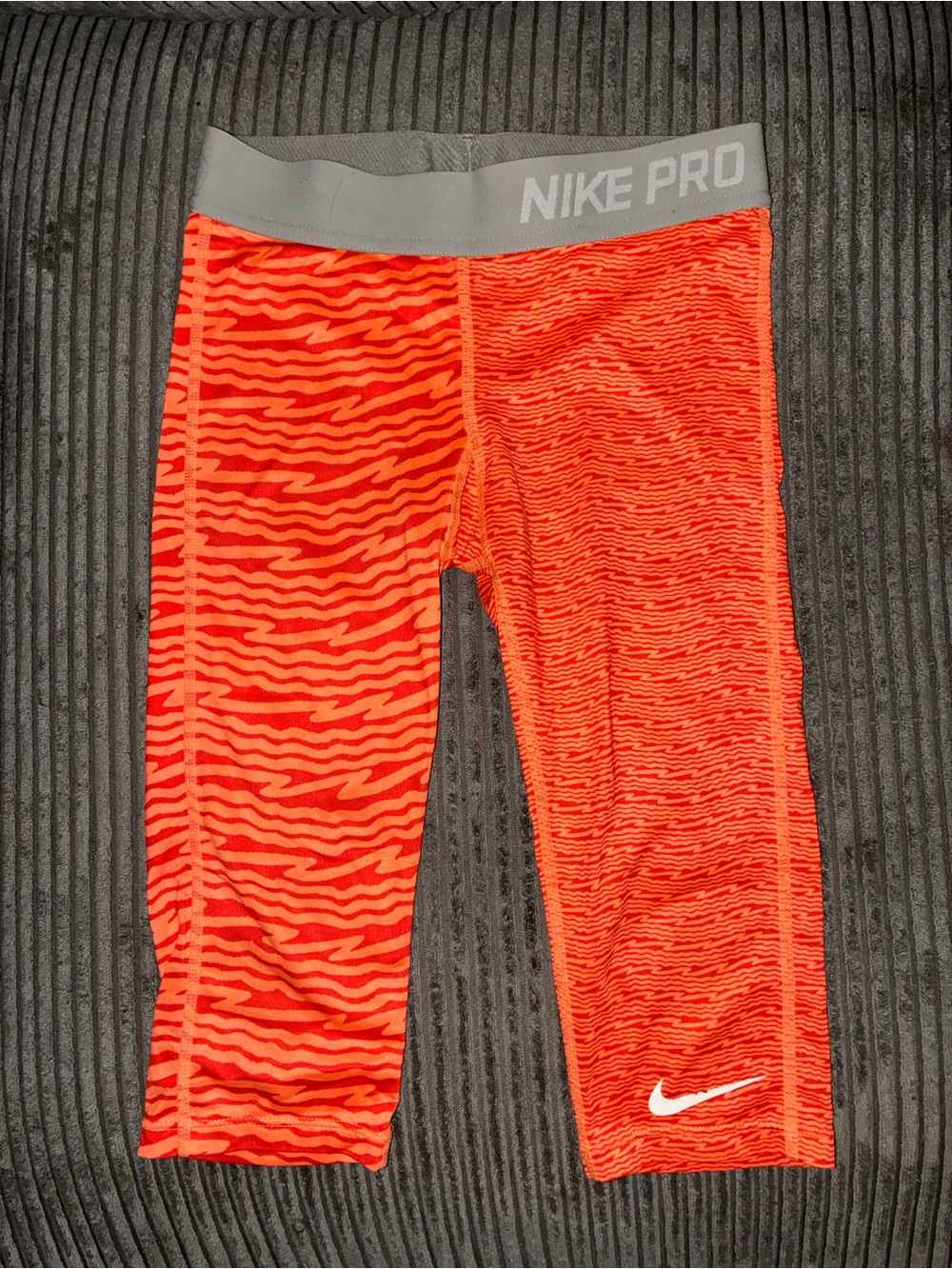 Nike Kids Neon Orange Patterned Pro Capri Leggings